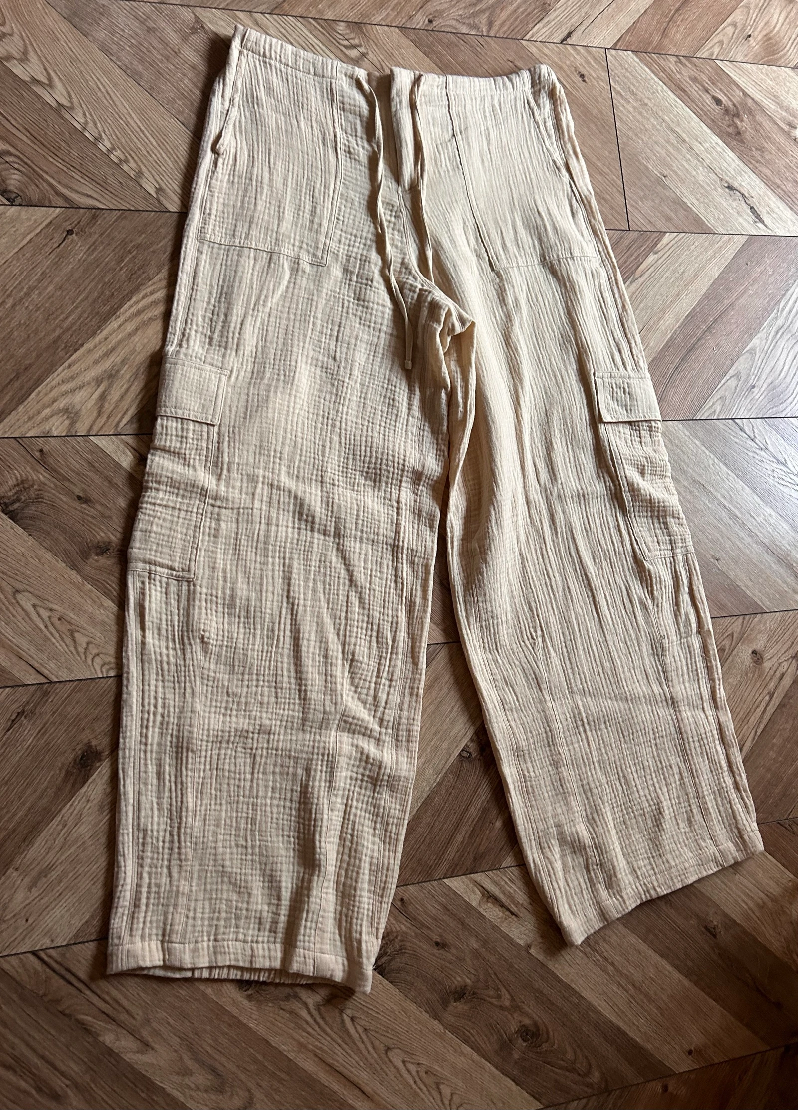 Jennyfer Cotton Gauze Cargo Pants – Size 36 / S (Light Beige) – photo 4